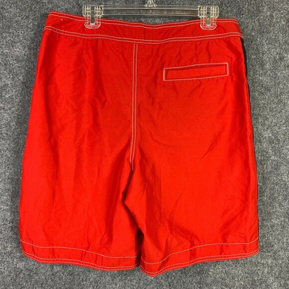 Hollister Cali Side Stripe Board Shorts Men Large Red Zip Pocket Tie Waist - Picture 5 of 6